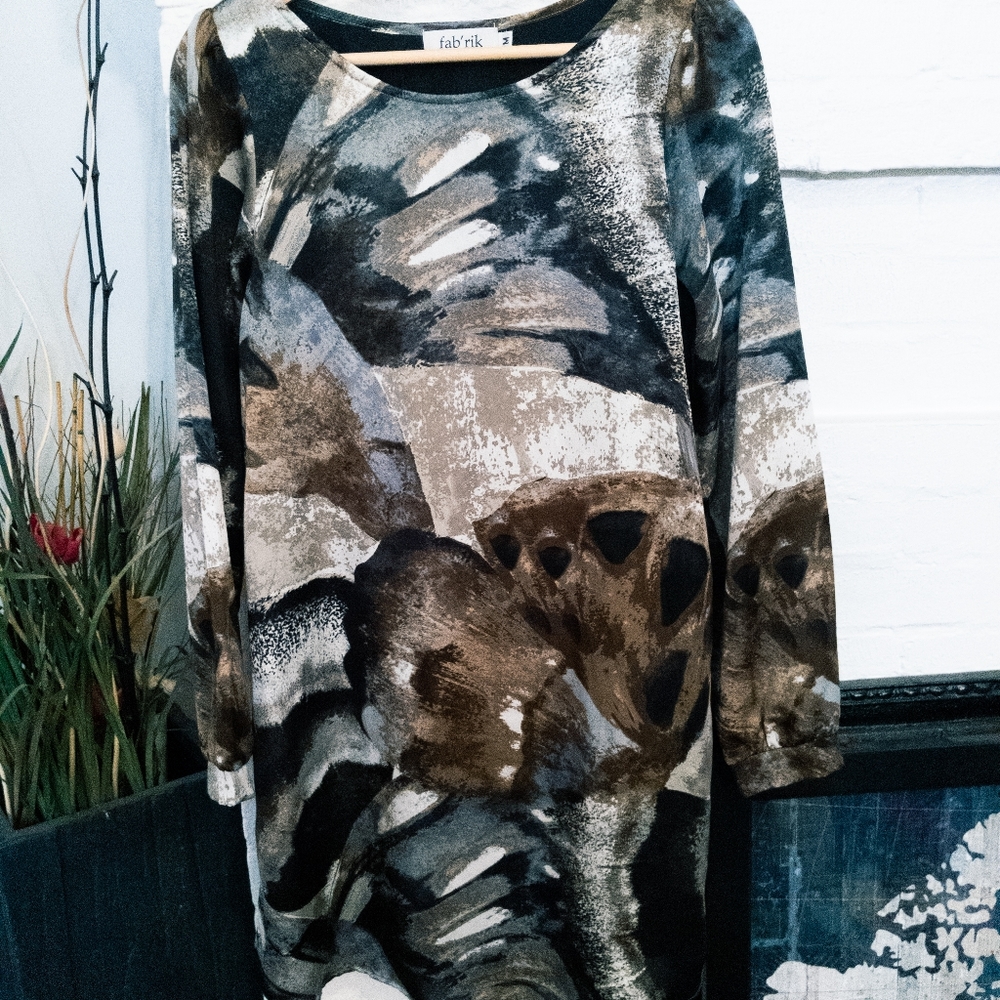 Fabrik Women's Black and Brown Dress in Medium